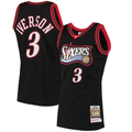 Rebec P.76ers #3 Allen Iverson Mitchell & Ness Black 199798 Hardwood Classics Authentic Jerseys