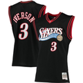 Rebec P.76ers #3 Allen Iverson Mitchell & Ness Black 200001 Big & Tall Hardwood Classics Swingman Jerseys