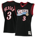 Rebec P.76ers #3 Allen Iverson Mitchell & Ness Black 200001 Hardwood Classics Swingman Jerseys