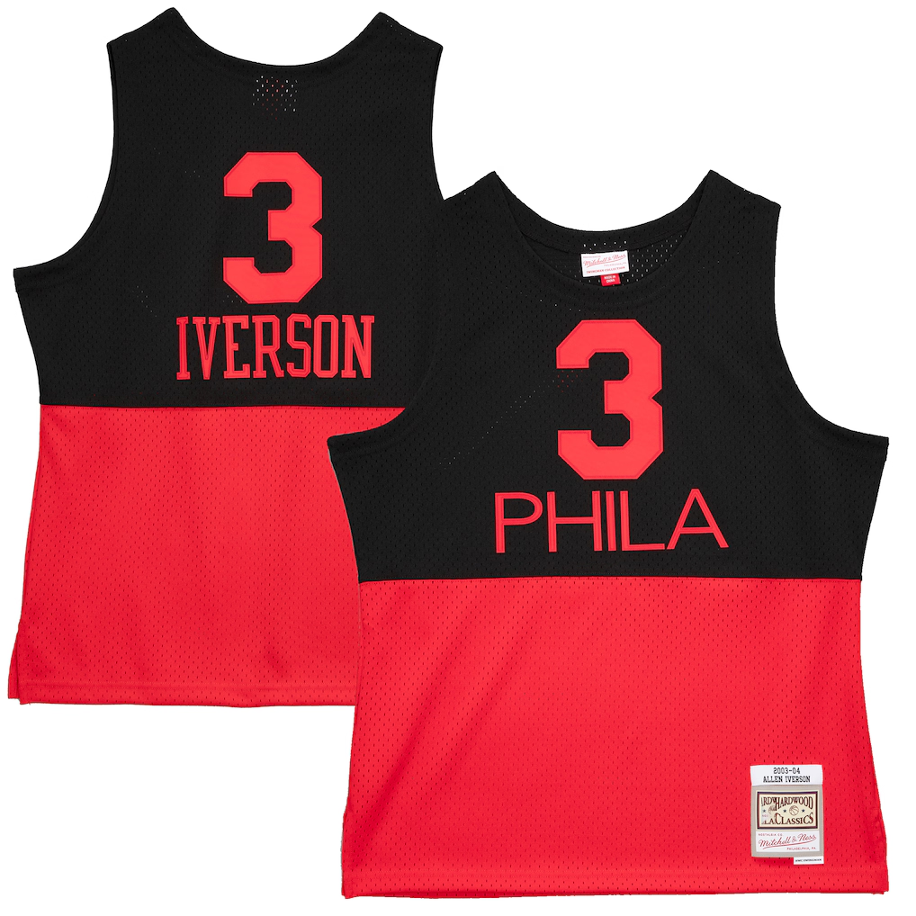 Rebec P.76ers #3 Allen Iverson Mitchell & Ness Black 200304 Hardwood Classics Reload 2.0 Swingman Jerseys