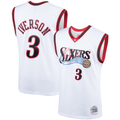 Rebec P.76ers #3 Allen Iverson Mitchell & Ness White Hardwood Classics Swingman Jerseys