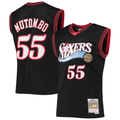 Rebec P.76ers #55 Dikembe Mutombo Mitchell & Ness Black Hardwood Classics Swingman Jerseys