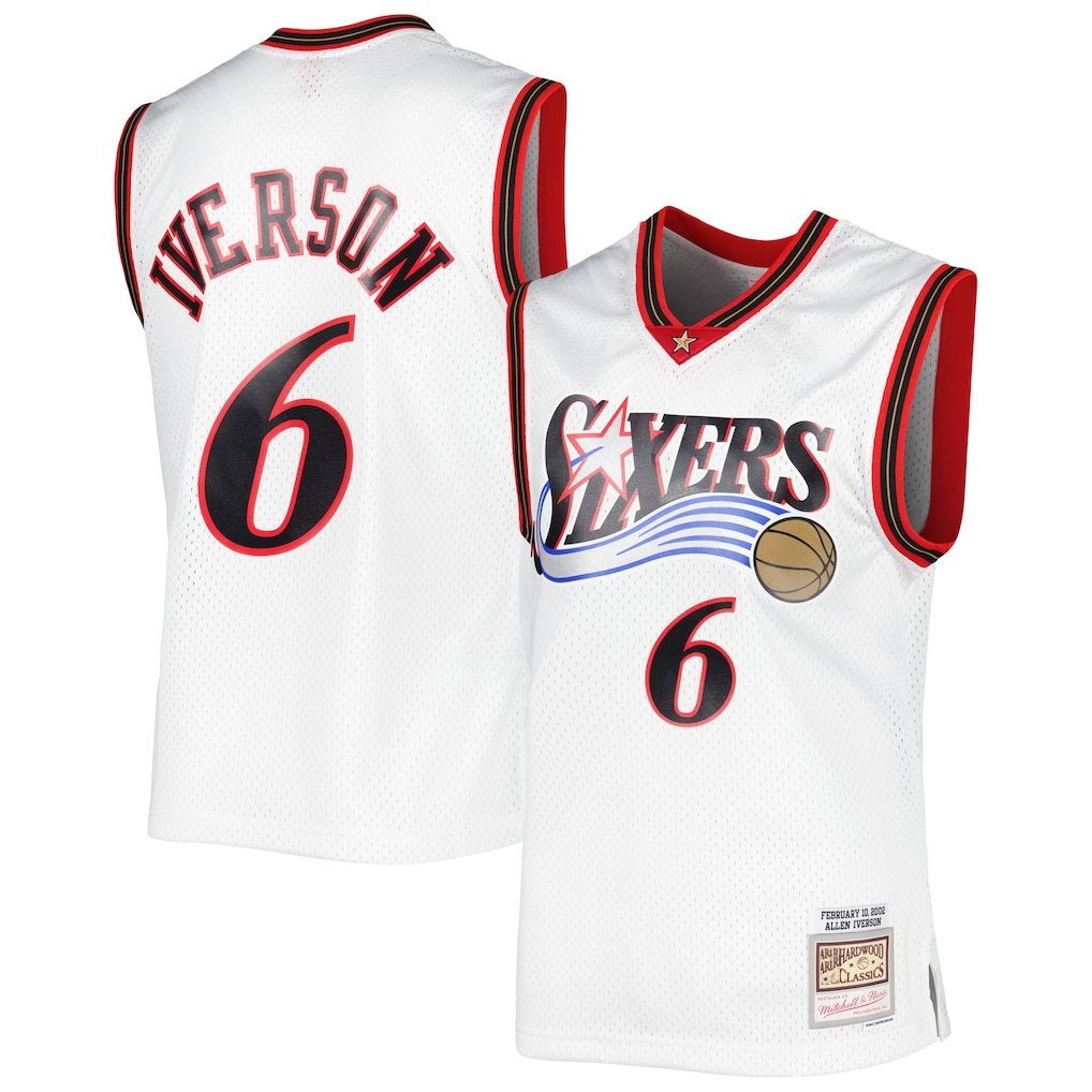 Rebec P.76ers #6 Allen Iverson Mitchell & Ness White 200203 Hardwood Classics Swingman Jerseys