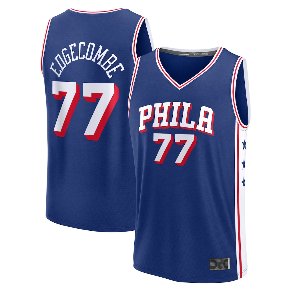 Rebec P.76ers #77 V. J. Edgecombe  Royal 2025  Draft First Round Pick Fast Break Replica Jerseys - Icon Edition