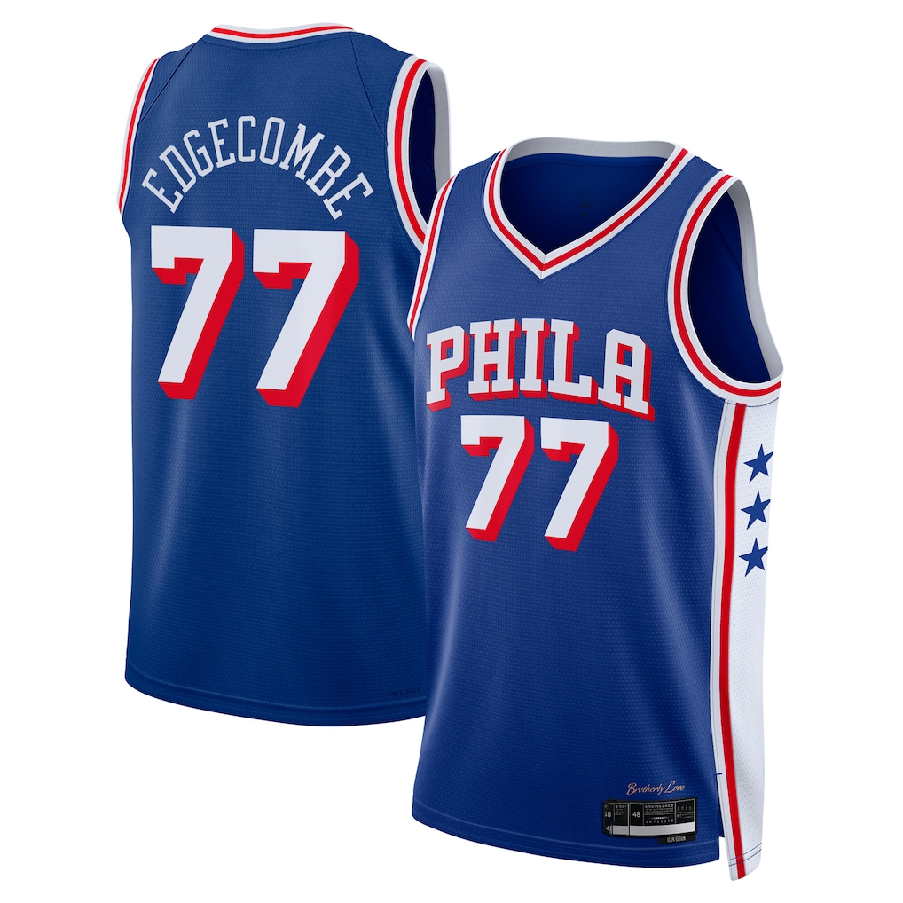Rebec P.76ers #77 V. J. Edgecombe Royal 2025  Draft First Round Pick Swingman Jerseys - Icon Edition