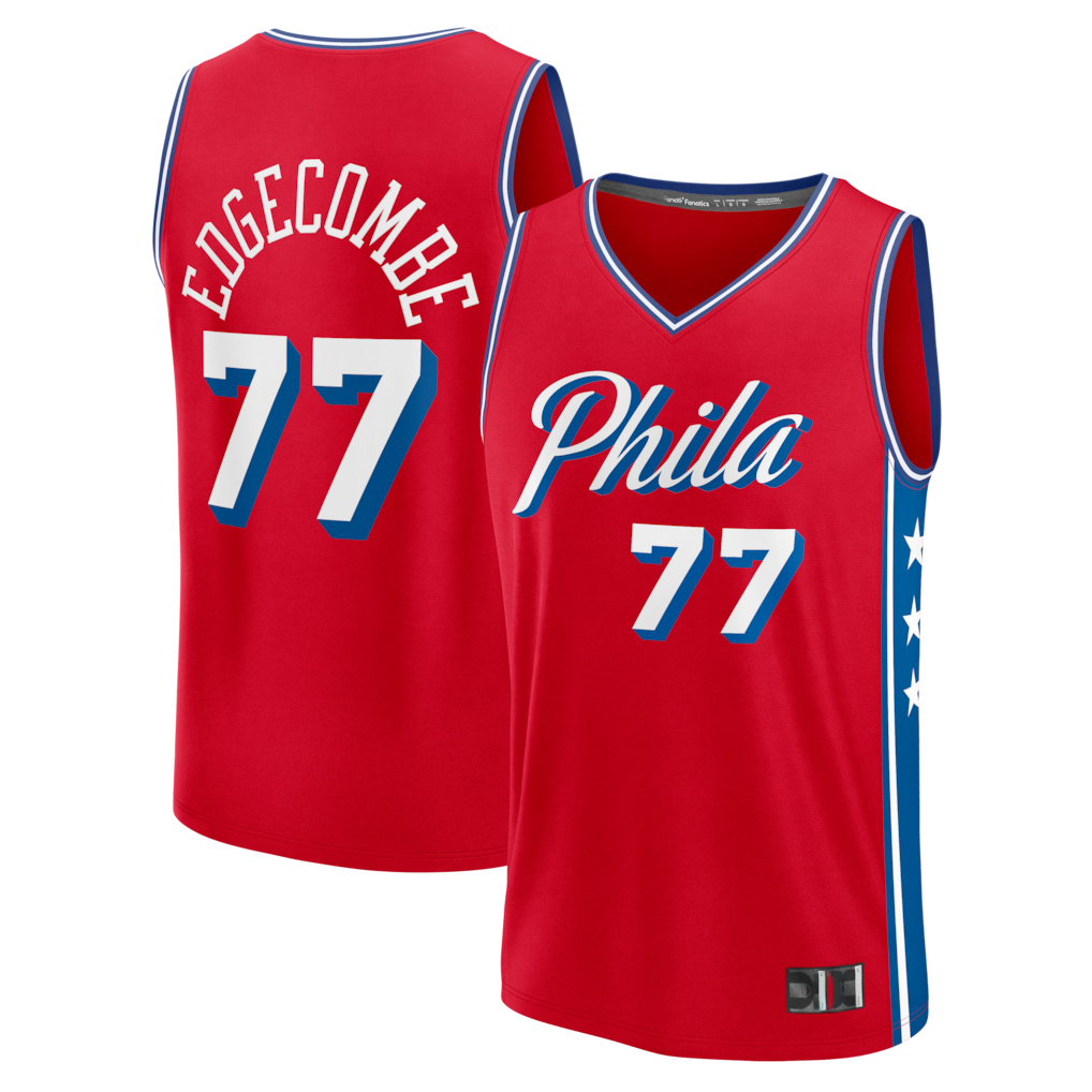 Rebec P.76ers #77 VJ Edgecombe  Red Fast Break Replica Player Jerseys - Statement Edition