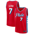 Rebec P.76ers #7 Jaylen Brown  Red Fast Break Jerseys - Statement Edition