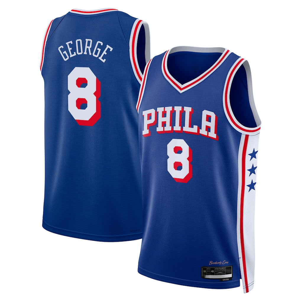Rebec P.76ers #8 Paul George Royal 2024 Offseason Addition Swingman Jerseys