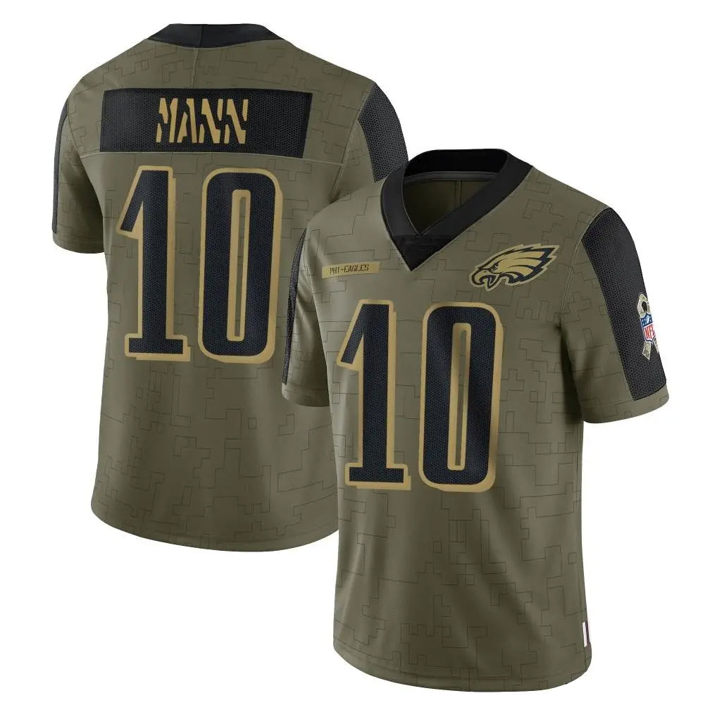 Rebec P.Eagles #10 Braden Mann Player Olive Salute To Service Limited Game Stitched Jerseys