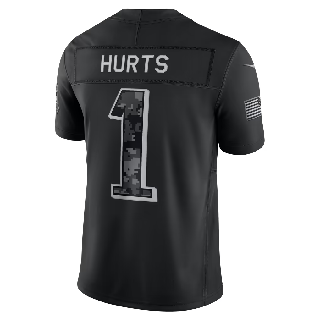 Rebec  P.Eagles #1 Jalen Hurts Black 2026 Salute to Service Stitched Limited Jersey