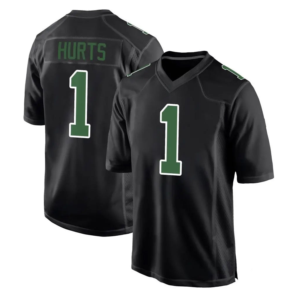 Rebec P.Eagles #1 Jalen Hurts Player Carbon Green Fashion Home Game Stitched Jerseys