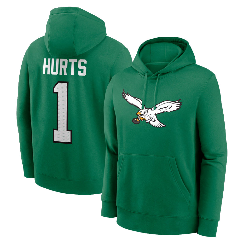 Rebec P.Eagles #1 Jalen Hurts Player Green Pullover Hoodies Home Game Stitched Jerseys