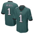 Rebec P.Eagles #1 Jalen Hurts Player Team Color Green Home Game Stitched Jerseys