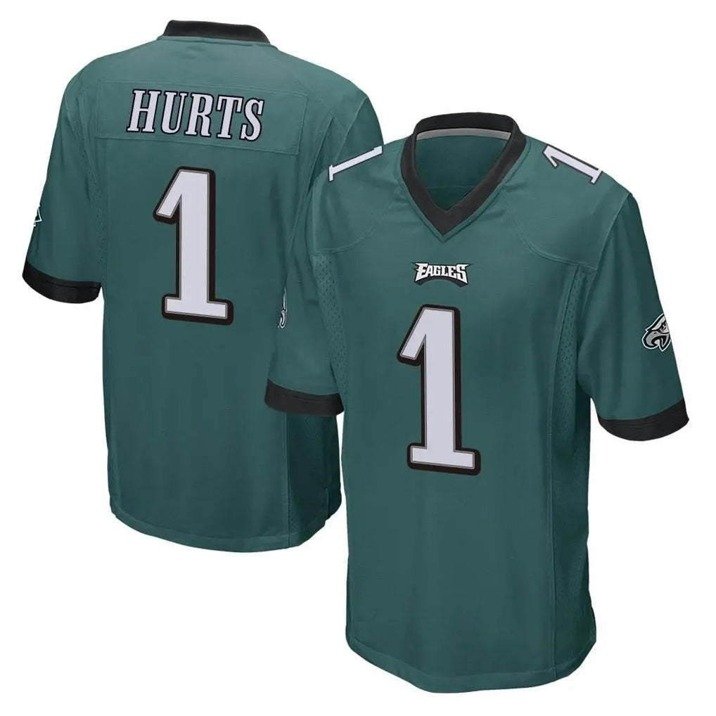 Rebec P.Eagles #1 Jalen Hurts Player Team Color Green Home Game Stitched Jerseys