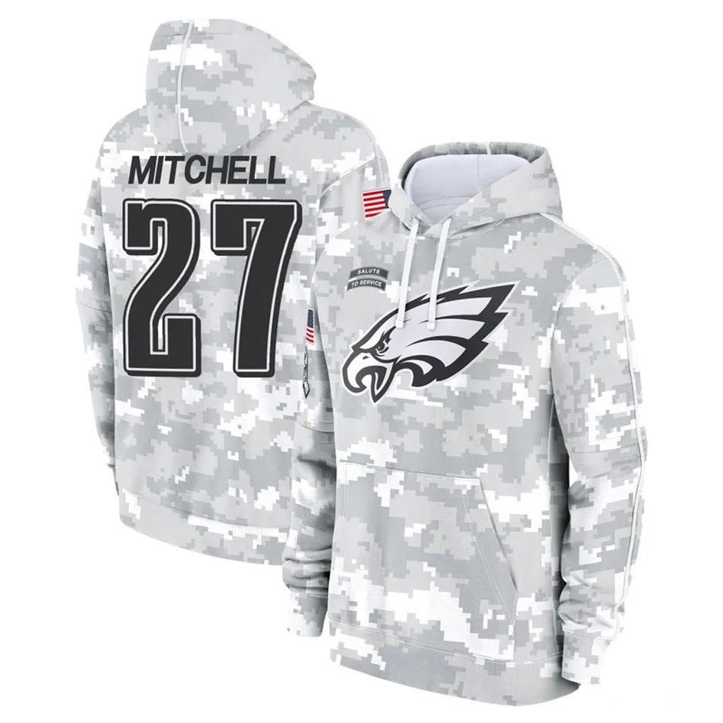 Rebec P.Eagles #27 Quinyon Mitchell Player Arctic Camo Salute to Service Pullover Hoodies Limited Game Stitched Jerseys