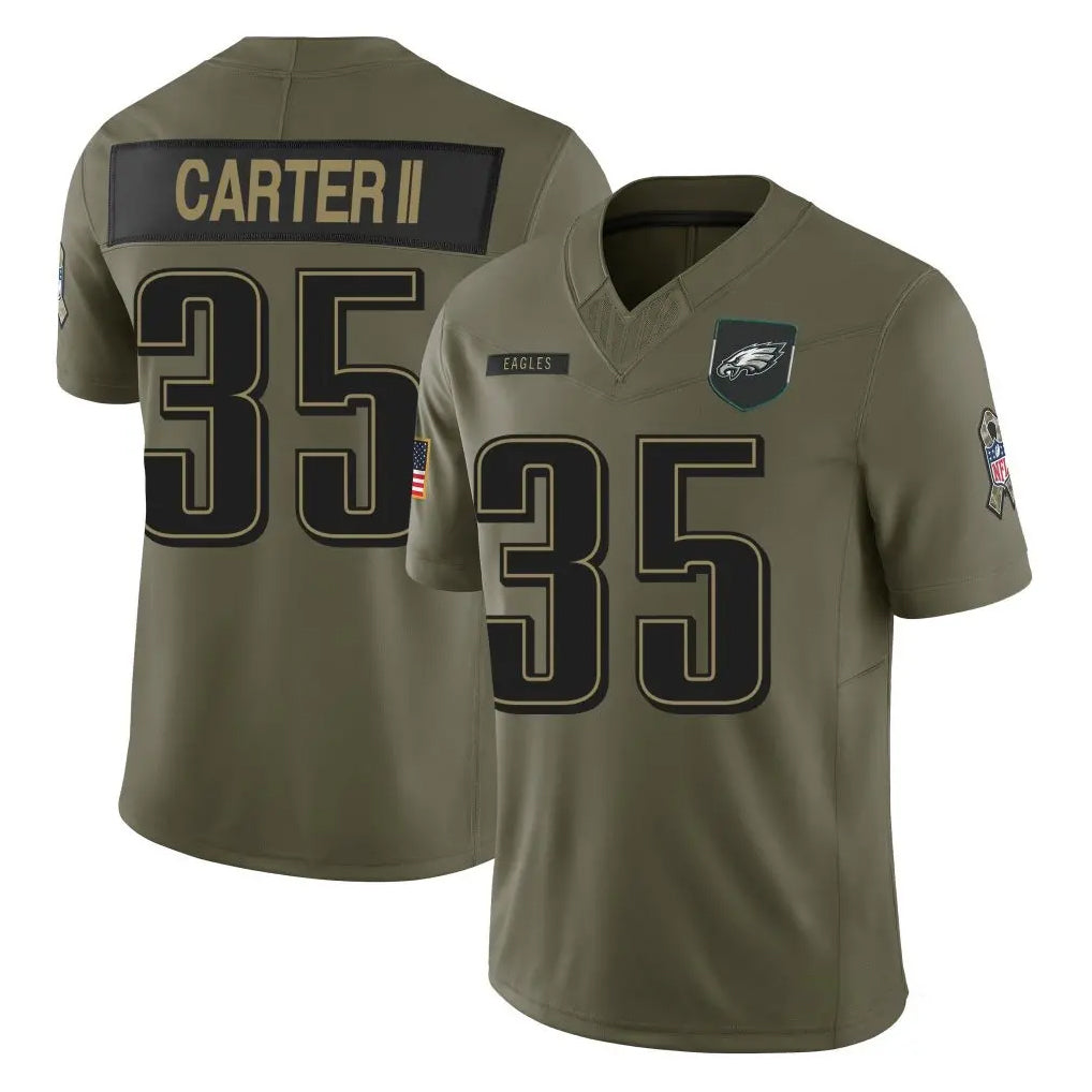 Rebec P.Eagles #35 Michael Carter II Player Olive 2025 Salute To Service Limited Stitched Jerseys