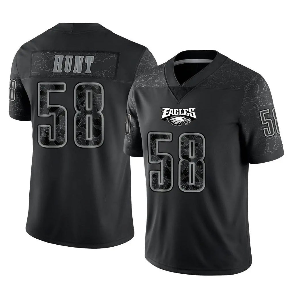 Rebec P.Eagles #58 Jalyx Hunt Player Black Reflective Limited Home Game Stitched Jerseys