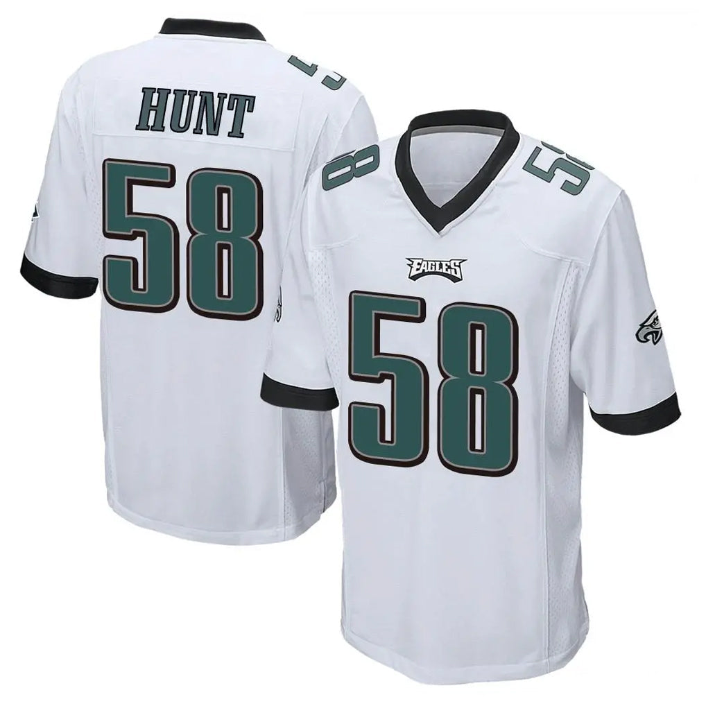 Rebec P.Eagles #58 Jalyx Hunt Player White Home Game Stitched Jerseys