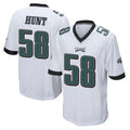 Rebec P.Eagles #58 Jalyx Hunt Player White Home Game Stitched Jerseys