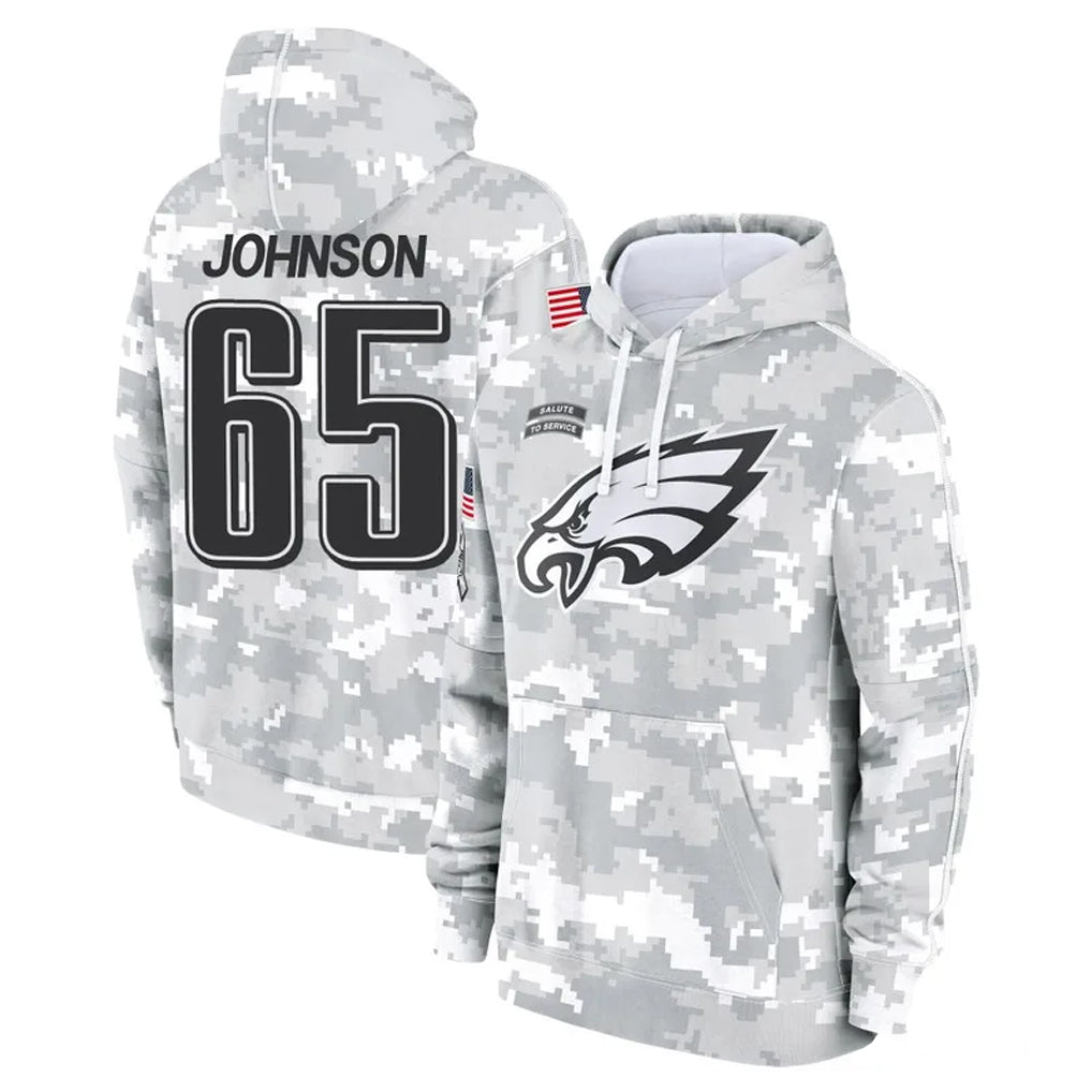 Rebec P.Eagles #65 Lane Johnson Player Arctic Camo Salute to Service Pullover Hoodies Limited Game Stitched Jerseys