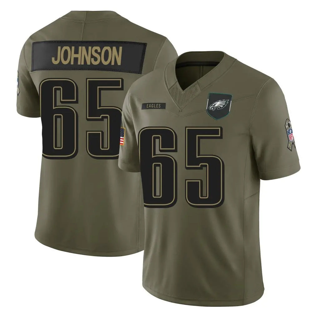 Rebec P.Eagles #65 Lane Johnson Player Olive 2025 Salute To Service Limited Stitched Jerseys