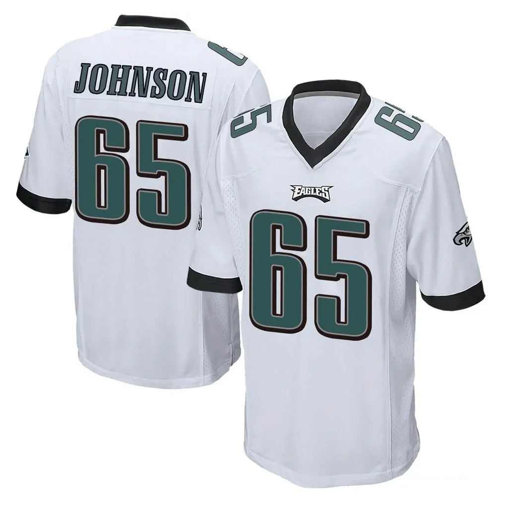 Rebec P.Eagles #65 Lane Johnson Player White Home Game Stitched Jerseys