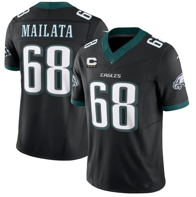 Rebec P.Eagles #68 Jordan Mailata Black 2026 F.U.S.E. 3-Star C Patch Vapor Untouchable Throwback Limited Football Stitched Jersey