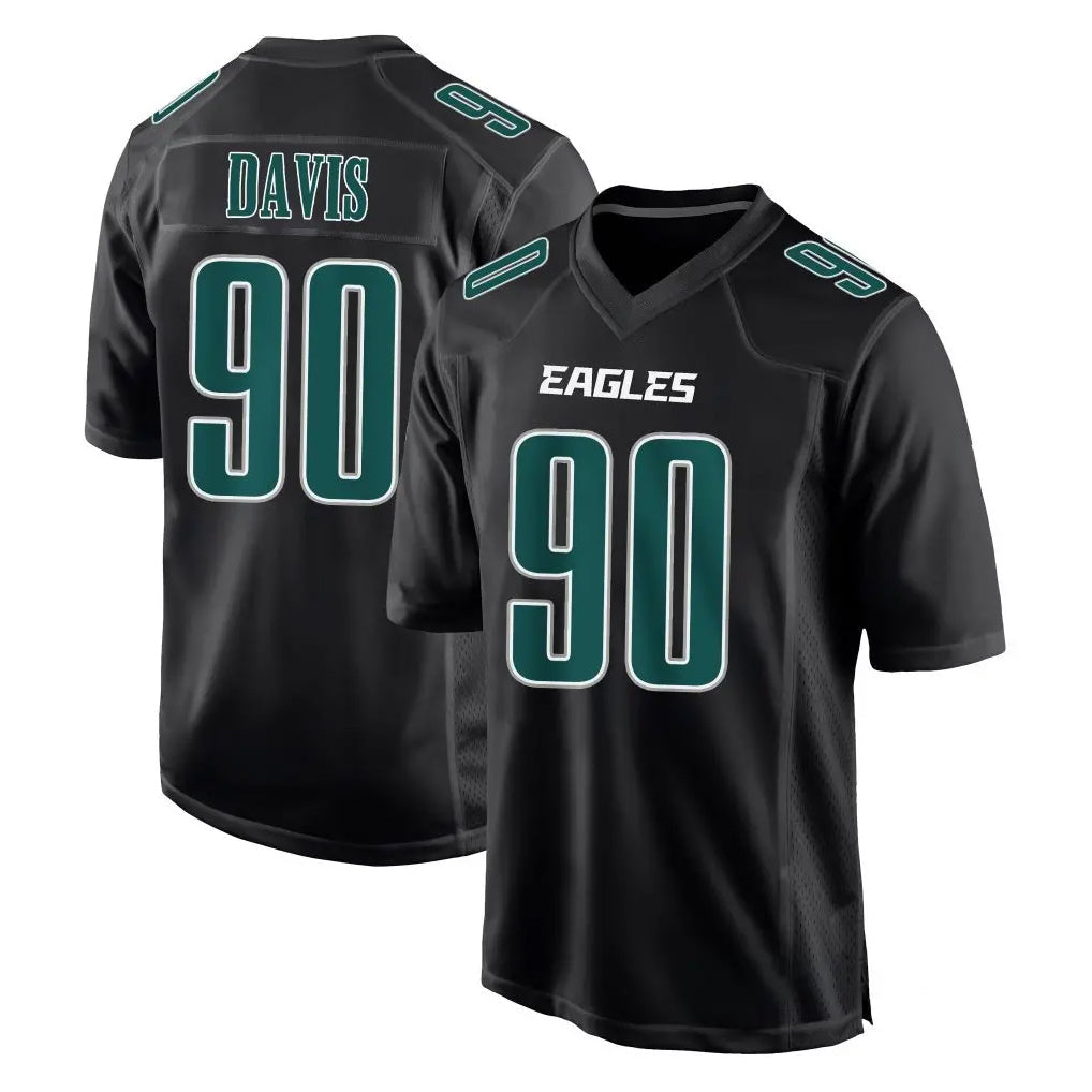 Rebec P.Eagles #90 Jordan Davis Player Carbon Black Fashion Home Game Stitched Jerseys