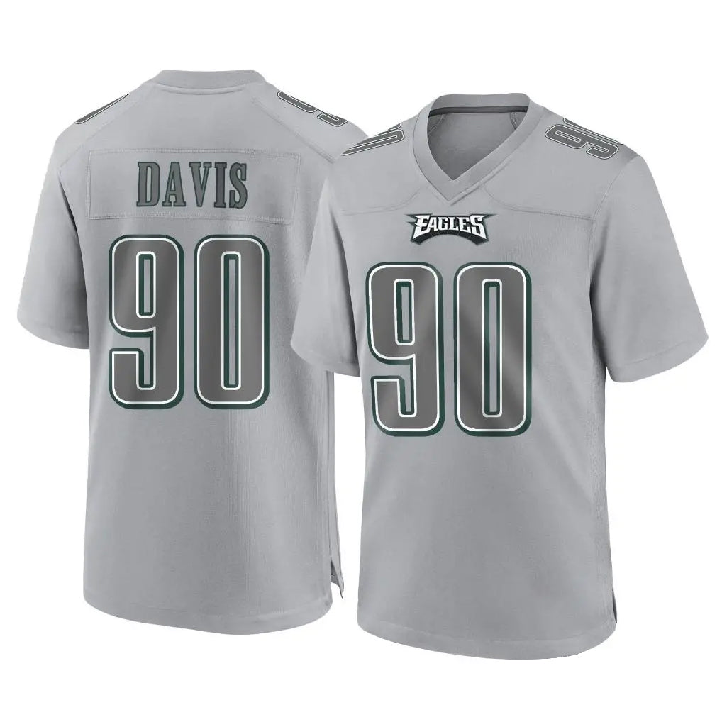 Rebec P.Eagles #90 Jordan Davis Player Gray Atmosphere Fashion Home Game Stitched Jerseys