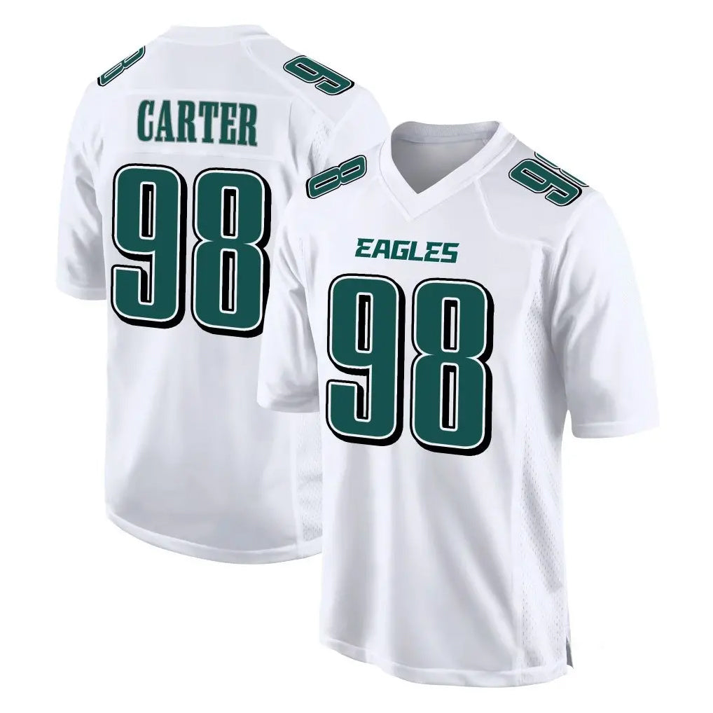 Rebec P.Eagles #98 Jalen Carter Player White Tundra Fashion Home Game Stitched Jerseys