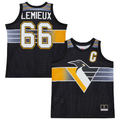 Rebec P.Penguins #66 Mario Lemieux Mitchell & Ness Black Maxxed Out Fashion Basketball Jerseys
