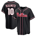 Rebec P.Phillies #10 J.T. Realmuto Player Black Fashion Out Home Game Stitched Jerseys