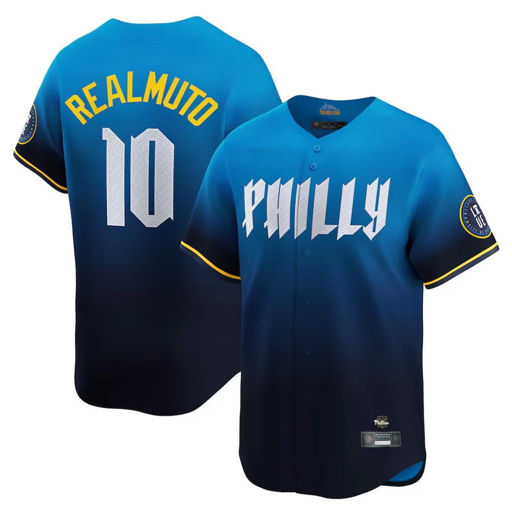Rebec P.Phillies #10 J.T. Realmuto Player Blue City Connect Home Limited Stitched Jerseys