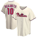 Rebec P.Phillies #10 J.T. Realmuto Player Cream Home Game Stitched Jerseys