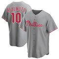 Rebec P.Phillies #10 J.T. Realmuto Player Gray Game Stitched Jerseys