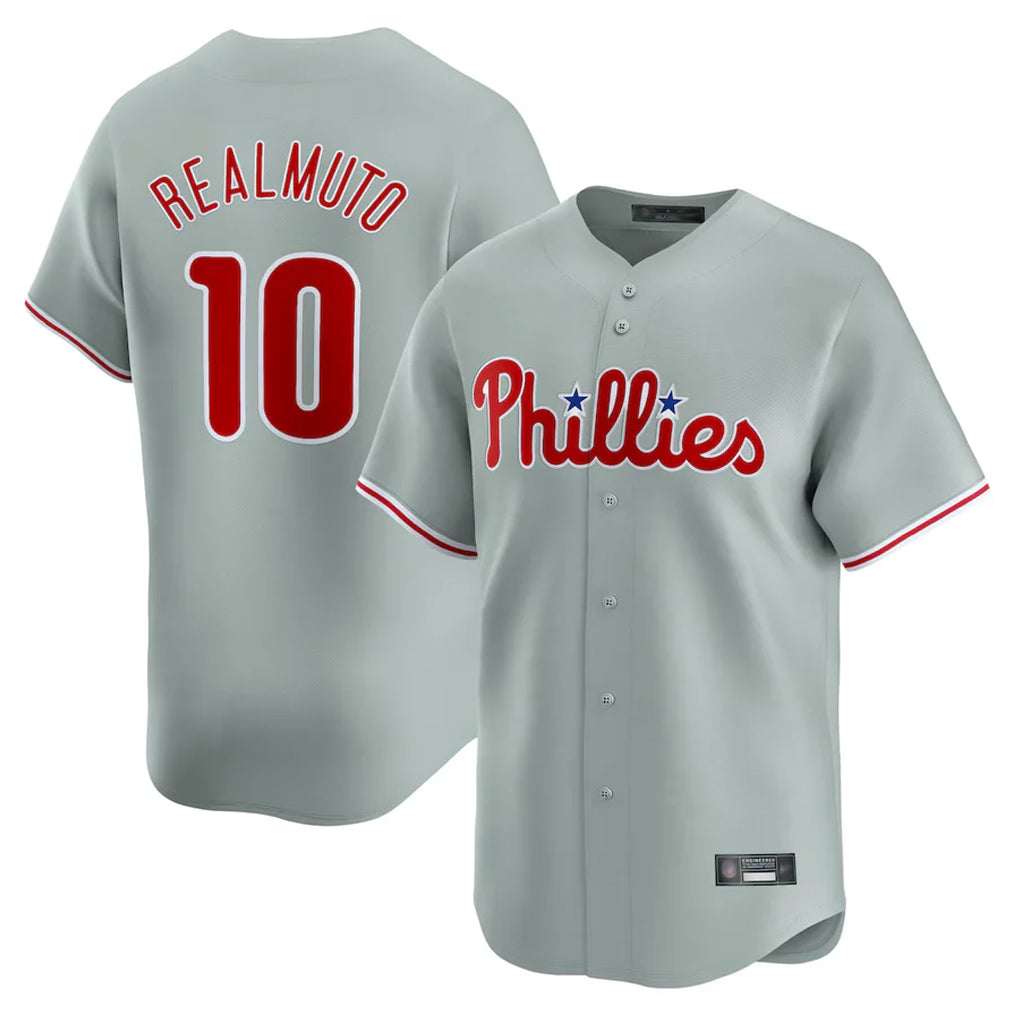 Rebec P.Phillies #10 J.T. Realmuto Player Gray Home Limited Stitched Jerseys
