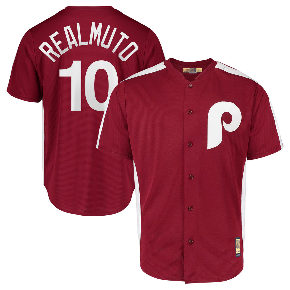 Rebec P.Phillies #10 J.T. Realmuto Player Red Cooperstown Collection Limited Home Stitched Jerseys