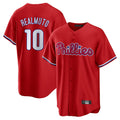 Rebec P.Phillies #10 J.T. Realmuto Player Red Home Game Stitched Jerseys