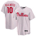 Rebec P.Phillies #10 J.T. Realmuto Player White Home Game Stitched Jerseys