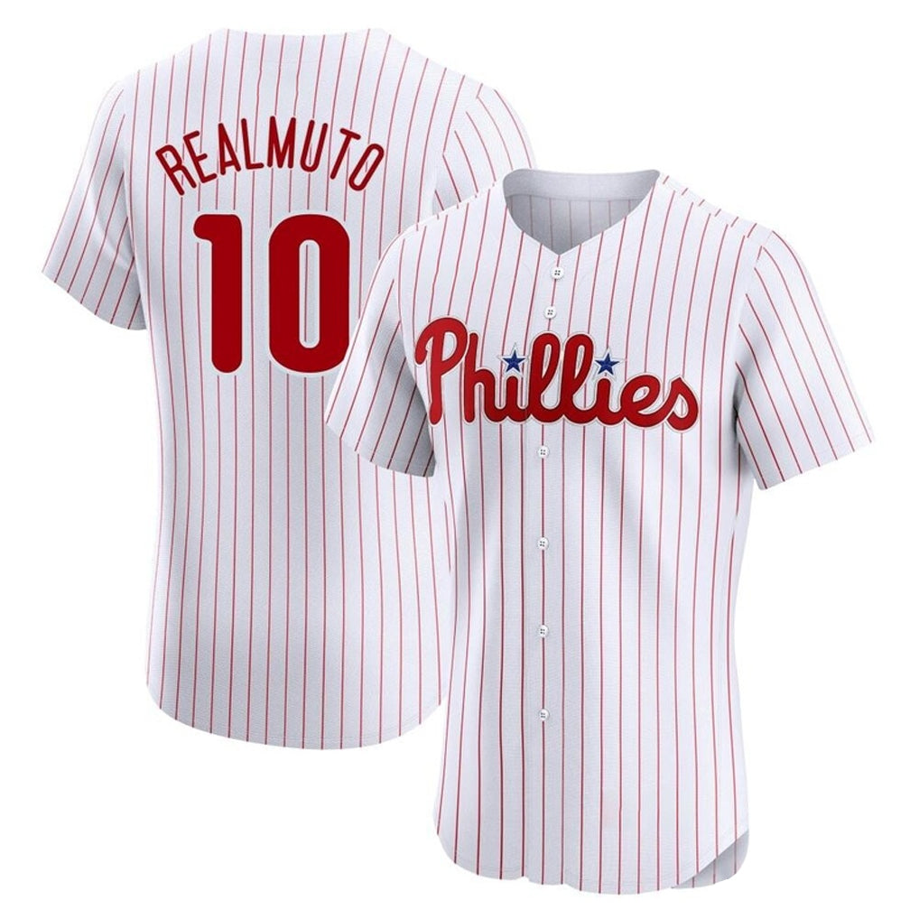 Rebec P.Phillies #10 J.T. Realmuto Player White Home Limited Elite Stitched Jerseys