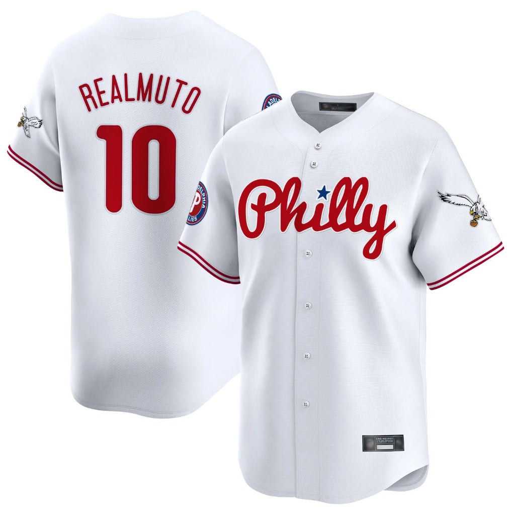 Rebec P.Phillies #10 J.T. Realmuto Player White Phillies & Eagles Vapor Premier Limited Stitched Jerseys