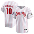 Rebec P.Phillies #10 J.T. Realmuto Player White Pinstripe Phillies & Eagles Vapor Premier Limited Stitched Jerseys