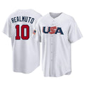 Rebec P.Phillies #10 J.T. Realmuto Player White USA World Classic Home Game Stitched Jerseys