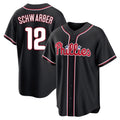Rebec P.Phillies #12 Kyle Schwarber Player Black Fashion Out Home Game Stitched Jerseys