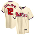 Rebec P.Phillies #12 Kyle Schwarber Player Cream Home Game Stitched Jerseys