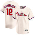 Rebec P.Phillies #12 Kyle Schwarber Player Cream Home Limited Stitched Jerseys
