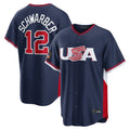Rebec P.Phillies #12 Kyle Schwarber Player Navy USA World Classic Game Limited Stitched Jerseys
