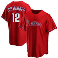 Rebec P.Phillies #12 Kyle Schwarber Player Red Home Game Stitched Jerseys