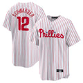 Rebec P.Phillies #12 Kyle Schwarber Player White Home Game Stitched Jerseys