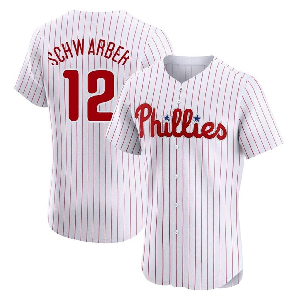 Rebec P.Phillies #12 Kyle Schwarber Player White Home Limited Elite Stitched Jerseys